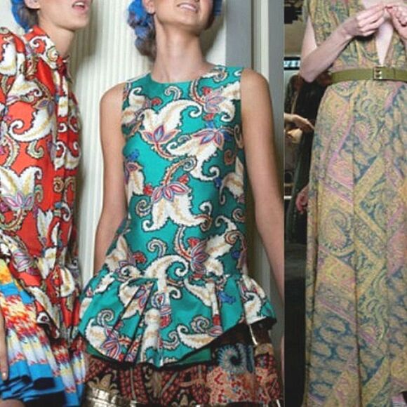 NWOT Thakoon Tiger Lily Mikado Cotton Silk Peplum Sleeveless Top Green Paisley 4 - Picture 2 of 12